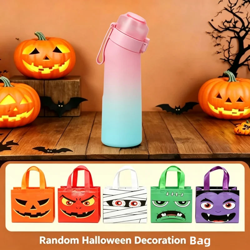 Air Flavored Water Bottle with Straw and Halloween Gift Bag