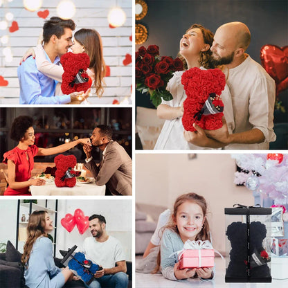 Rose Teddy Bear – Artificial Flower Bear Gift for Valentine's Day, Mother's Day & Birthdays
