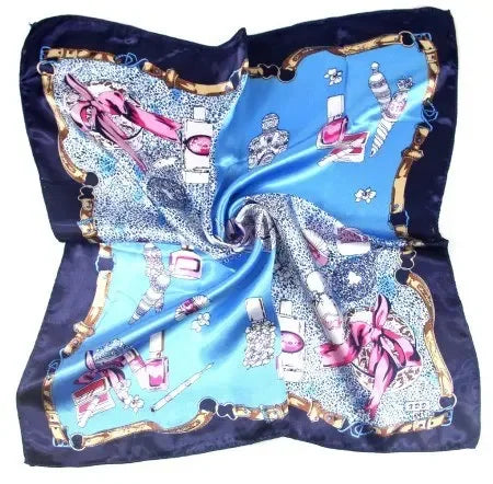 Women's Printed Square Head Scarf – 50x50cm Silk-Feel Kerchief
