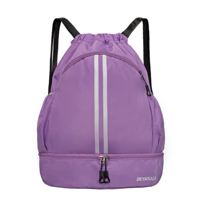 Sports Drawstring Backpack with Shoe Compartment – Waterproof Gym Bag