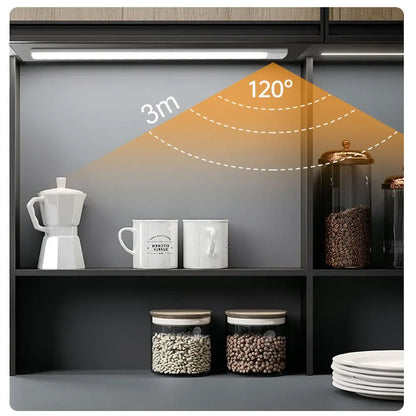 Motion Sensor LED Cabinet Light USB Rechargeable – 3 Color Modes, Stepless Dimming