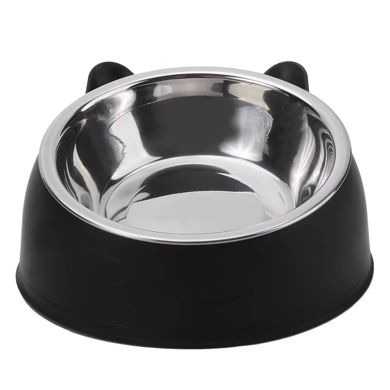 Tilted Stainless Steel Pet Feeding Bowl for Cats & Dogs