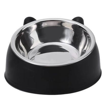 Tilted Stainless Steel Pet Feeding Bowl for Cats & Dogs