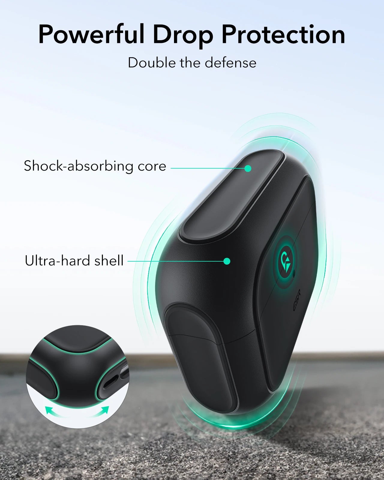 ESR AirPods Pro Case – Heavy-Duty Drop Protection with Carabiner Clip