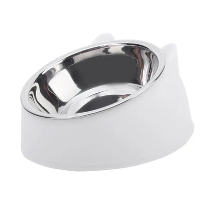Tilted Stainless Steel Pet Feeding Bowl for Cats & Dogs
