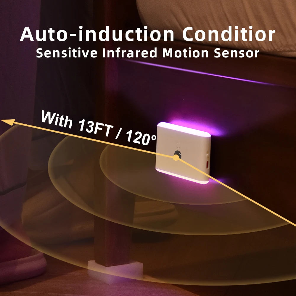 Motion Sensor LED Night Light – USB Rechargeable, Color-Changing
