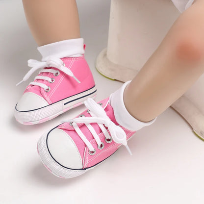 Baby Canvas High-Top Sneakers – Anti-Slip Infant First Walker Shoes