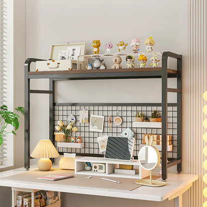 Multi-Layer Desktop Bookshelf with Wrought Iron Frame