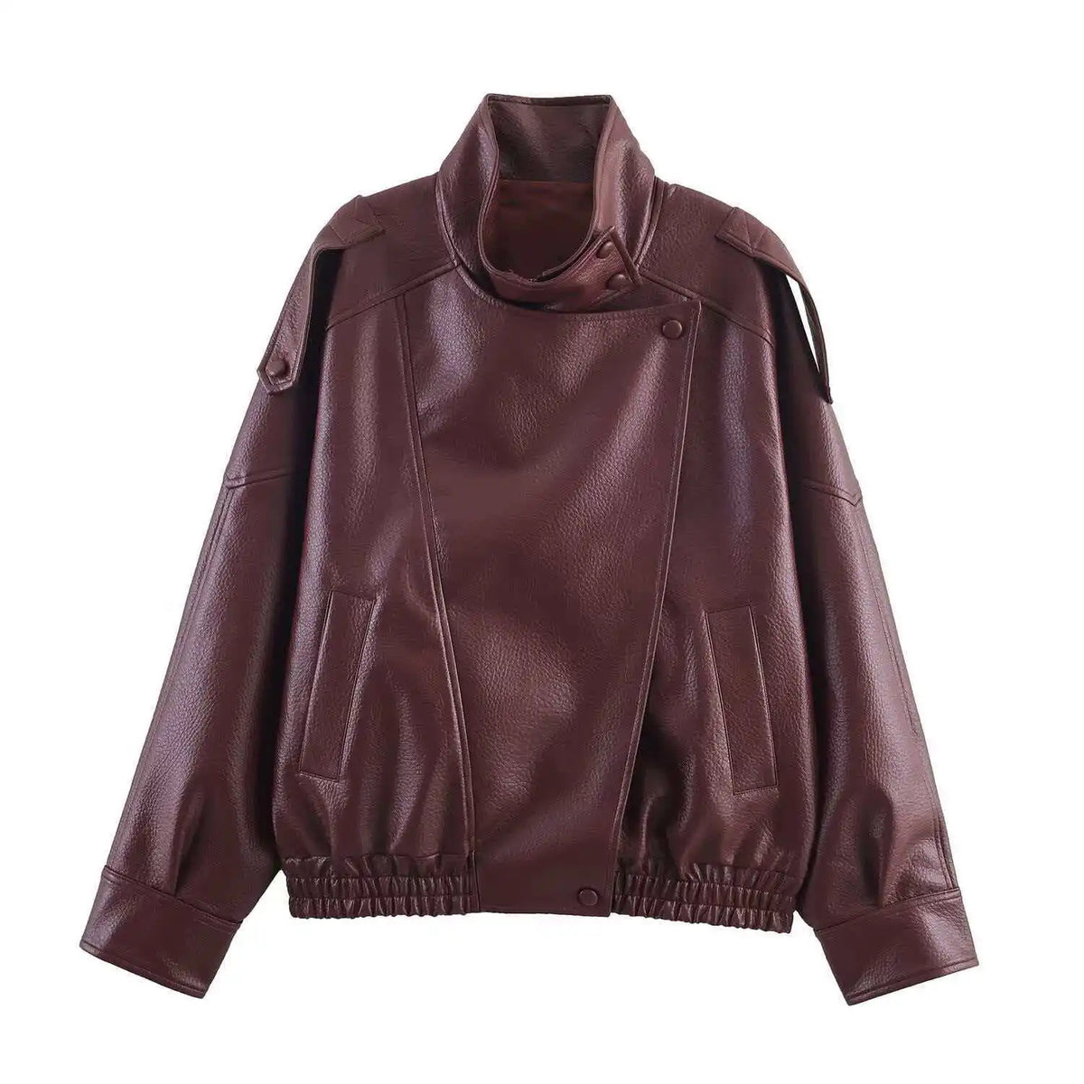 Faux Leather Jacket for Women, Oversized Fit