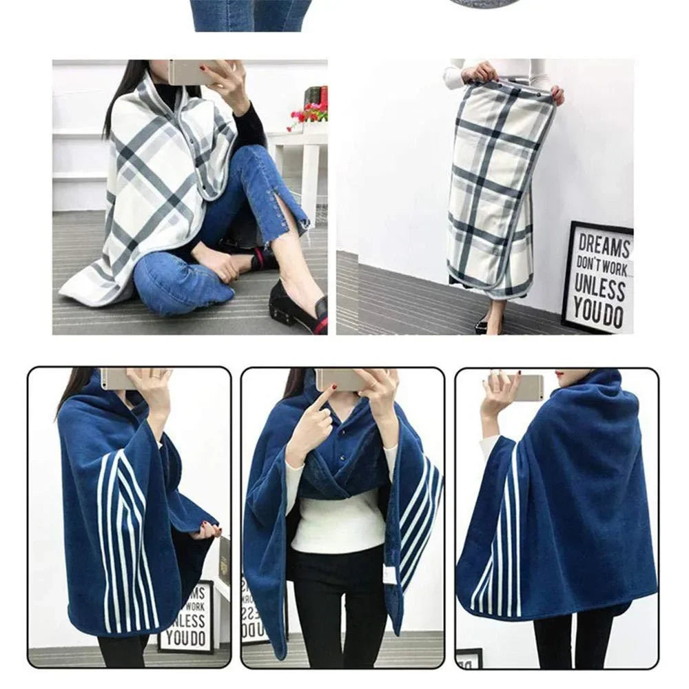Plaid Blanket Scarf Wrap – Women's Double-Layer Winter Shawl