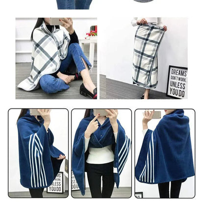 Plaid Blanket Scarf Wrap – Women's Double-Layer Winter Shawl