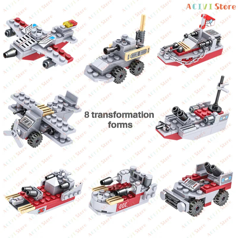 Military Building Blocks Set – Tank, Warship, Plane & Army Models