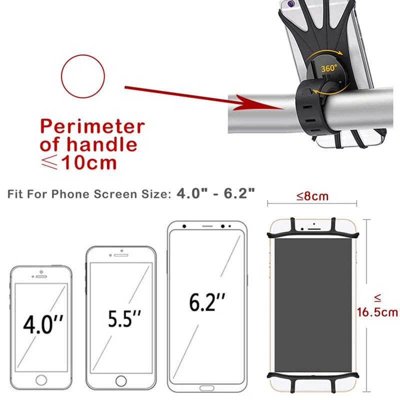 360° Bike Phone Mount – Universal Silicone Bicycle Holder