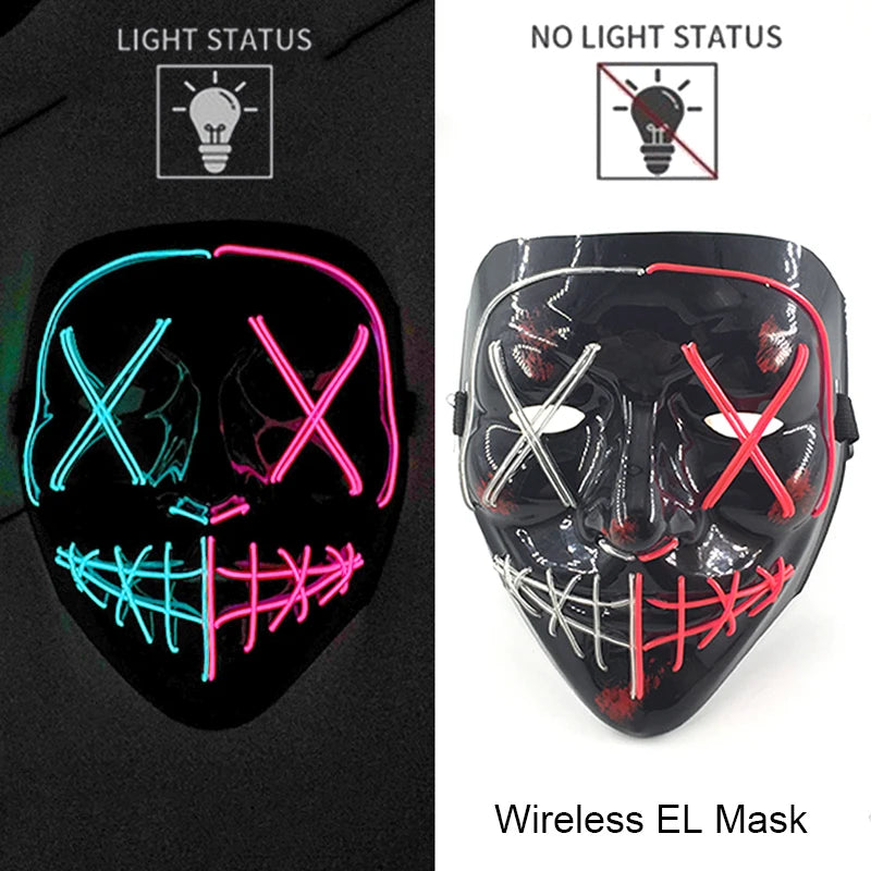 LED Purge Mask – Neon Glow Halloween Cosplay Mask