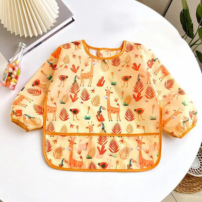 Baby Long Sleeve Waterproof Bib Apron with Pocket