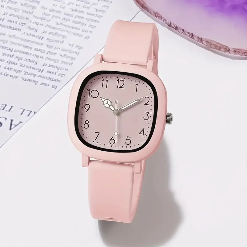 Women's Silicone Band Quartz Watch Set – Casual Style