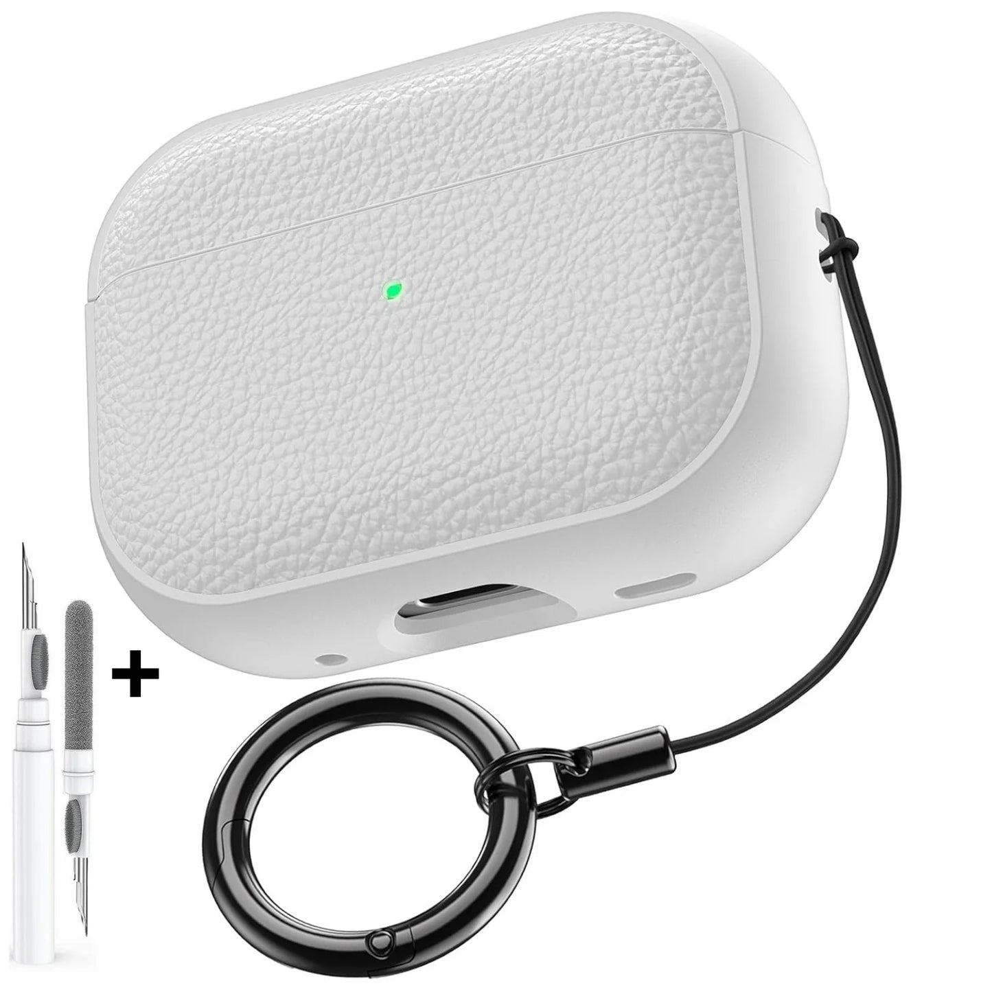 AirPods Case Leather Pattern TPU Cover with Keychain