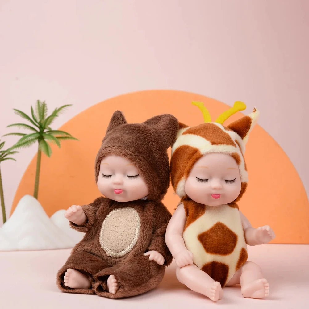 Mini Sleeping Baby Doll in Animal Costume – Cute Reborn Toy