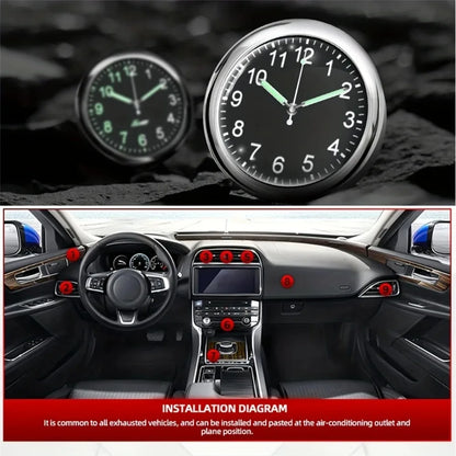 Mini Car Dashboard Clock – Stick-On Luminous Quartz Analog Watch