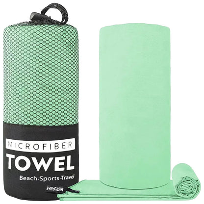 Microfiber Sports Towel with Mesh Bag – Quick Dry, Sand Free