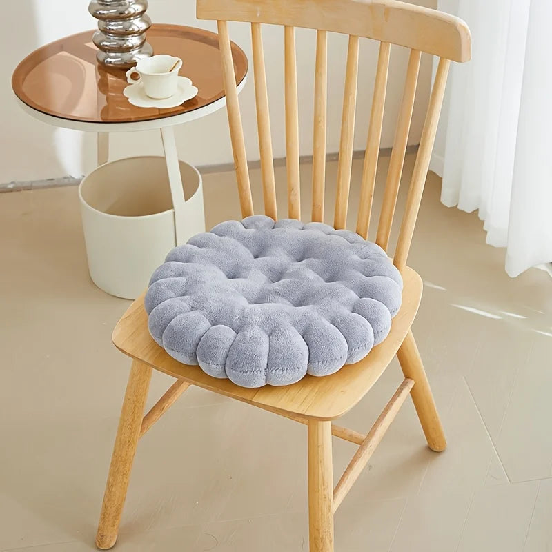Biscuit Plush Chair Seat Cushion – Soft Tufted Seat Pad