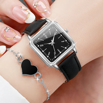 Women's Square Watch & Heart Bracelet Set – 2 or 4 Piece