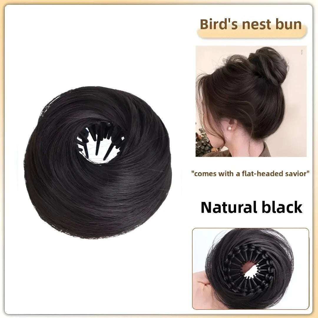 Synthetic Hair Bun Clip Bird's Nest Updo Hairpiece