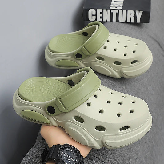 Men's Thick-Sole Clogs – Breathable Non-Slip Beach Sandals