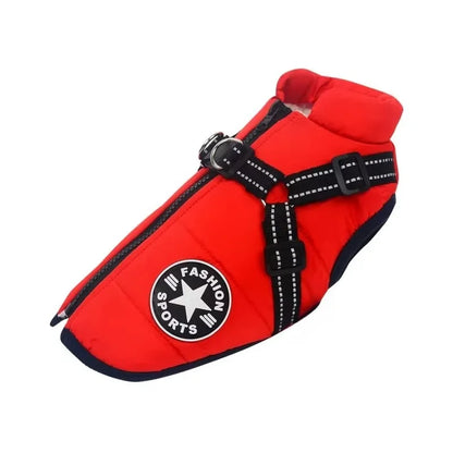 Waterproof Winter Dog Jacket with Built-In Harness
