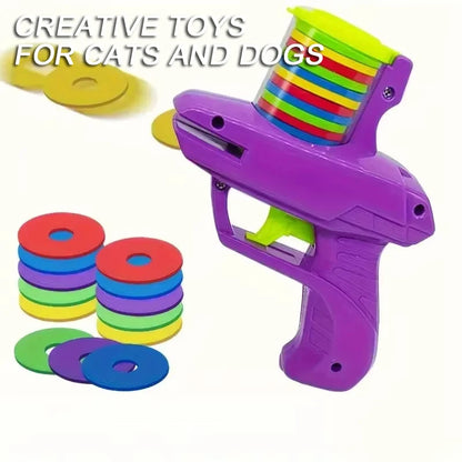 Interactive Foam Disc Launcher Pet Toy with 15 Frisbees