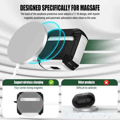 Magnetic Pop-Top AirPods Case – Rugged Shockproof Cover with Carabiner
