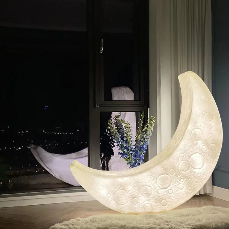 Nordic Crescent Moon Floor Lamp with Lounge Chair