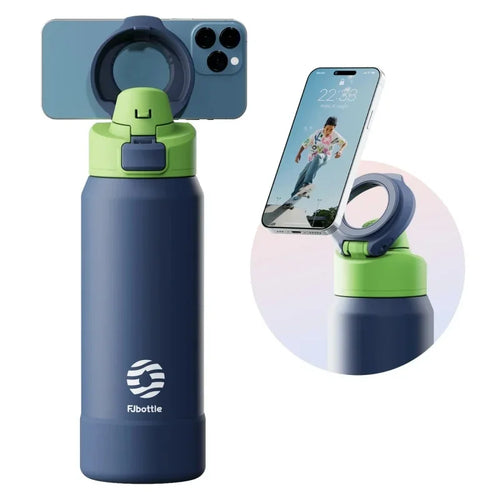 Insulated Water Bottle with Magnetic Phone Holder & Bounce Lid