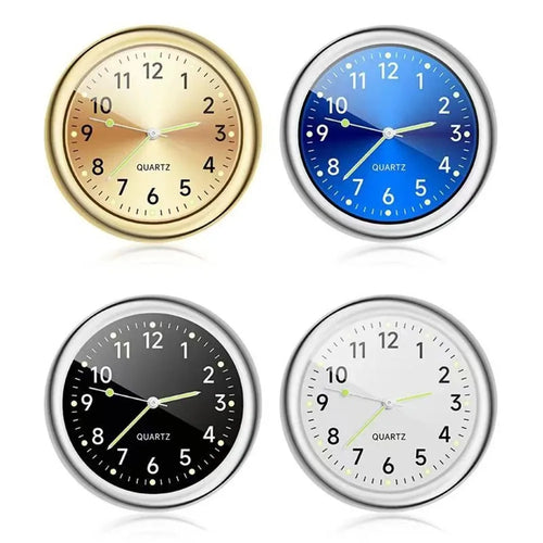 Car Dashboard Clock Mini Quartz Analog Stick-On Glow Watch