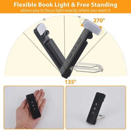 Clip-On Book Light USB Rechargeable LED Reading Lamp with Timer