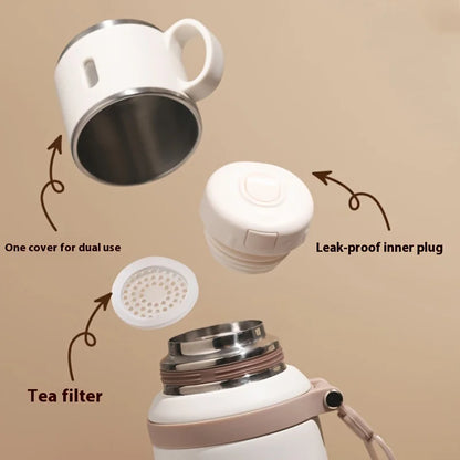 316 Stainless Steel Vacuum Flask with Cup & Tea Compartment | 20.3oz