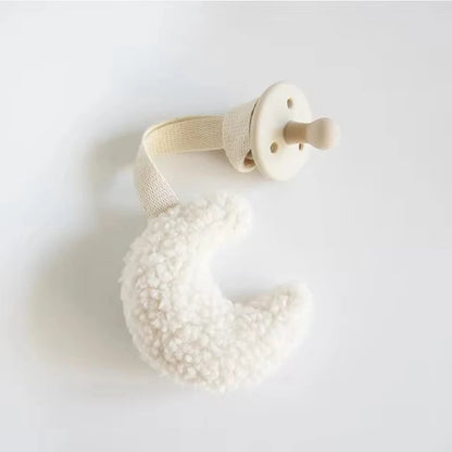 Sherpa Pacifier Clip Star Moon Baby Dummy Holder