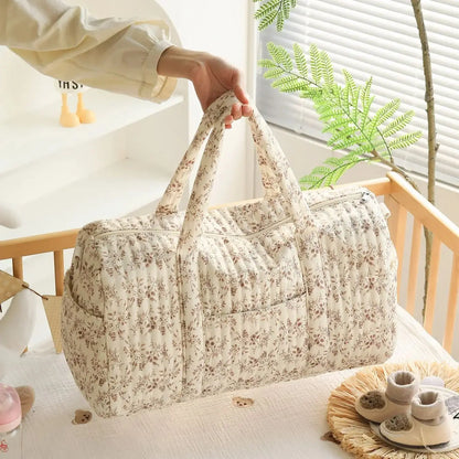 Large Diaper Bag Floral Quilted Mommy Travel Tote