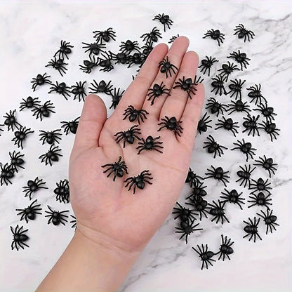 Plastic Mini Black Spiders Halloween Decoration (50/100pcs)