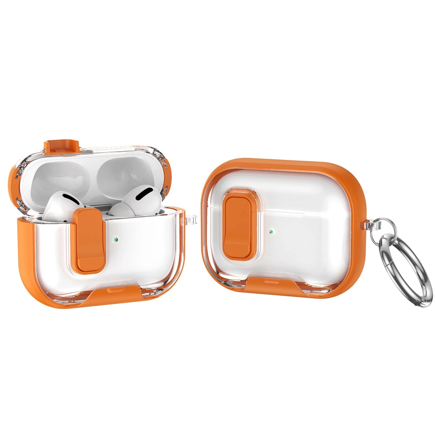 Clear AirPods Pro 3 Case Shockproof TPU Cover with Lock & Carabiner Ring