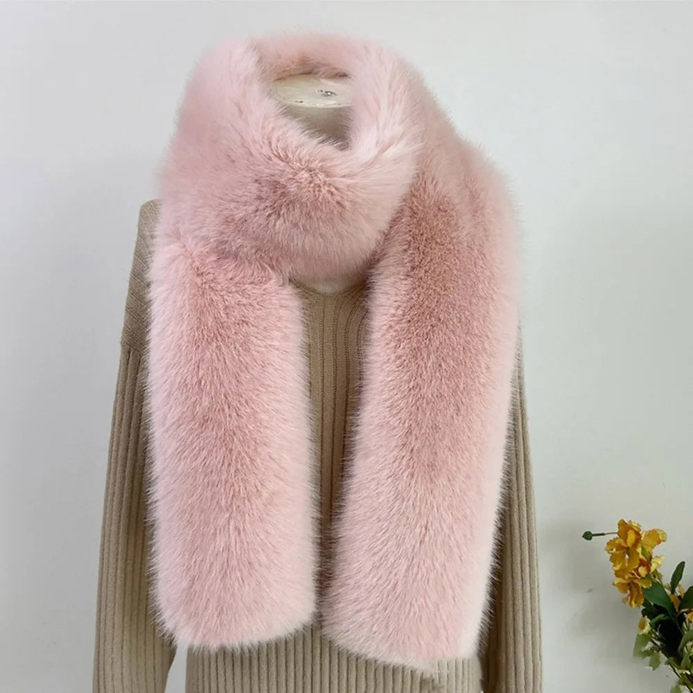 Faux Fur Long Scarf – Soft Plush Wrap Shawl for Women