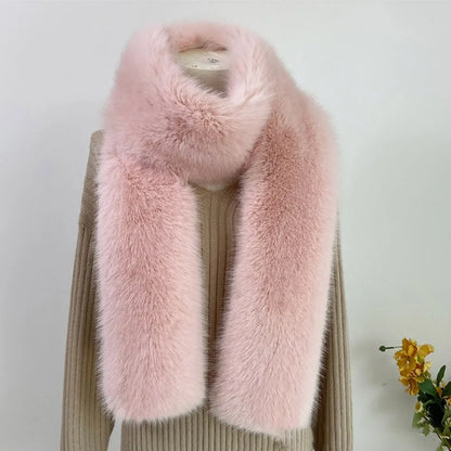 Faux Fur Long Scarf – Soft Plush Wrap Shawl for Women