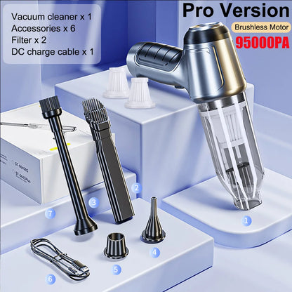 Handheld Wireless Car Vacuum Cleaner 95000Pa 2-in-1 Blower & Home Use