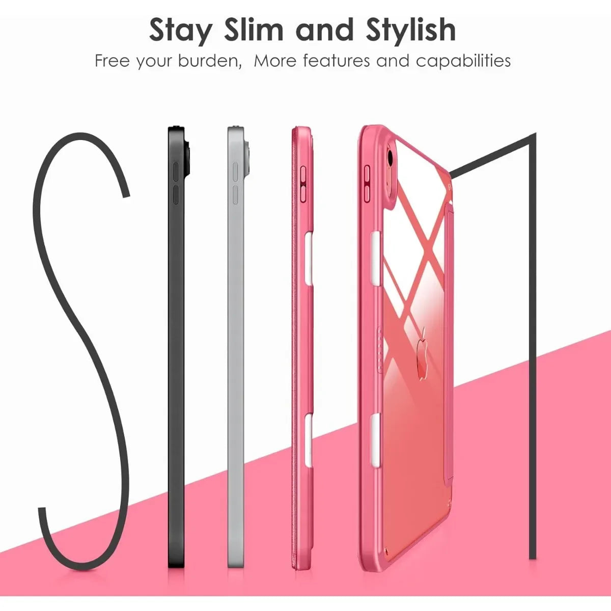 iPad Clear Back Case with Pencil Holder & Stand