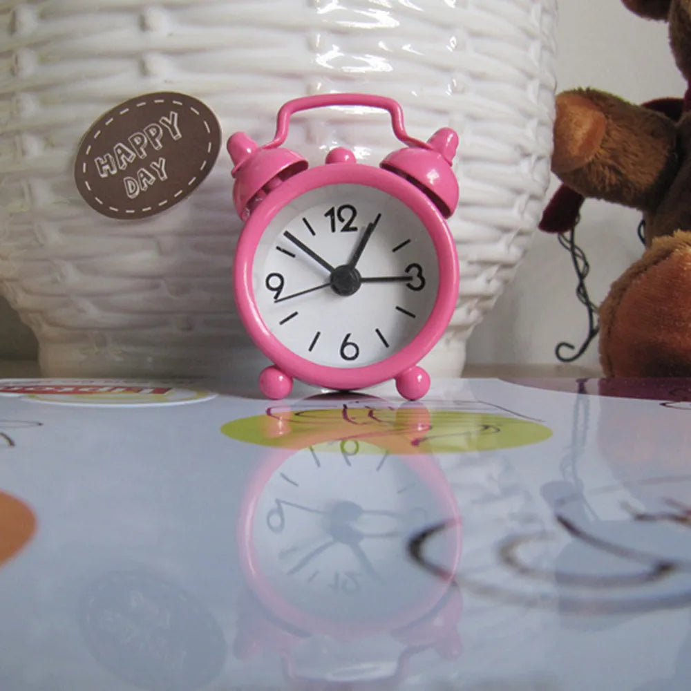 Mini Metal Twin Bell Alarm Clock – Cute Retro Desk & Room Decor