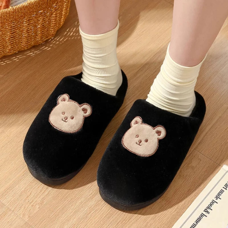 Cute Bear Plush Slippers for Women & Men