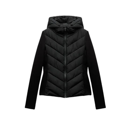 Women's Hooded Patchwork Cotton Jacket – Long Sleeve Sport Coat