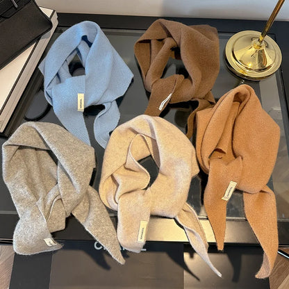100% Wool Korean Knit Triangular Scarf – Women's Winter Shawl