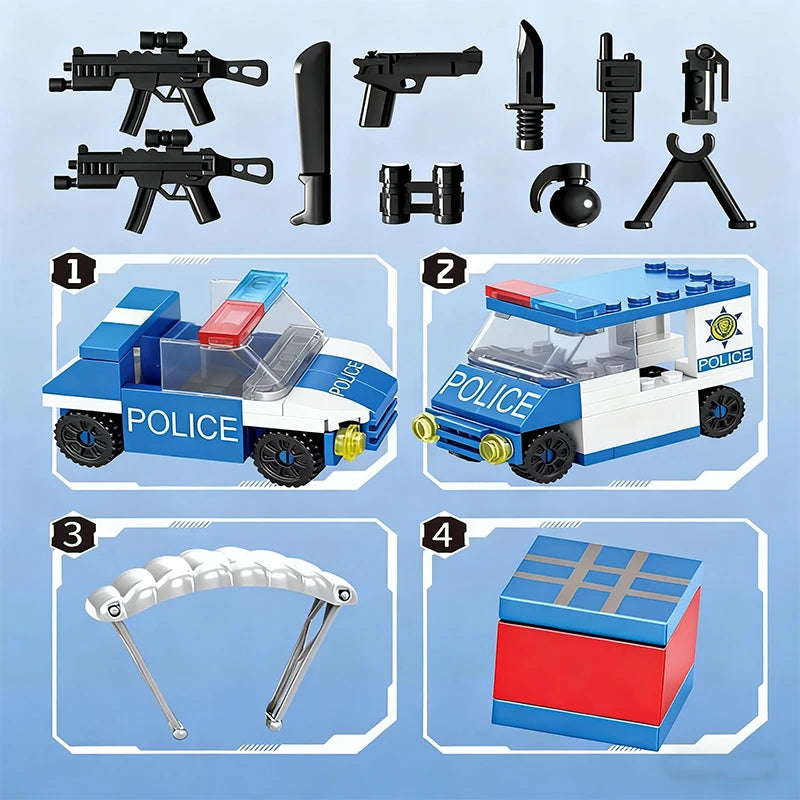 City Police Station Building Block Set with Police Cars & Figures