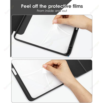 iPad Smart Case with Pencil Holder - Clear Back Trifold Cover